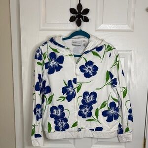 Alfred Dunner Full Zip Hoodie with Sequins and Pearls 100% Cotton 10P